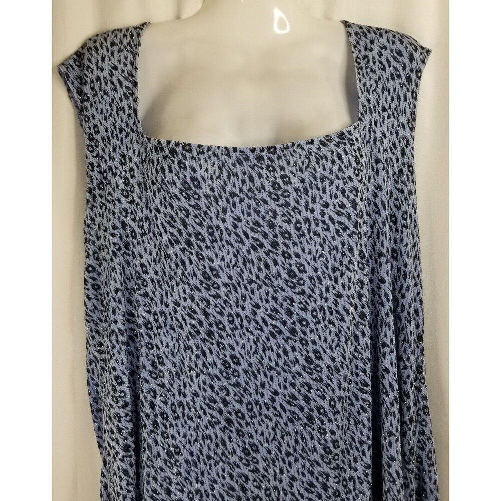 Onyx Nite Women's Blouse Top Sparkle Blue Sleeveless Event Size 2X